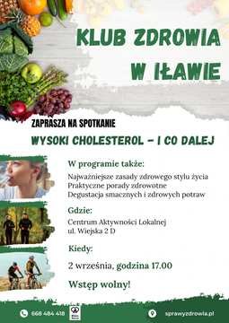 Spotkanie Klubu Zdrowia w Iławie – 2 września. Temat: wysoki cholesterol